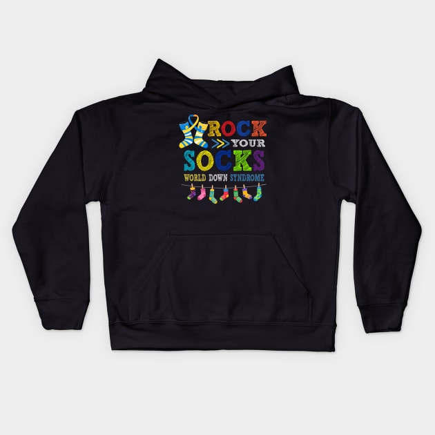 rock your socks world down syndrowe Kids Hoodie by panji derel